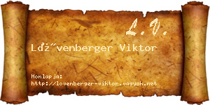 Lövenberger Viktor névjegykártya